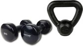 Tunturi - Fitness Set - Vinyl Dumbbell 2 x 5 kg - Kettlebell 4 kg