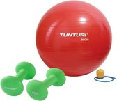 Tunturi - Fitness Set - Neopreen Dumbbellset 2 x 4 kg  - Gymball Rood 90 cm