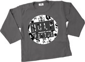 Shirt hulp pietje kind-baby dreumes peuter-shirt pakjesavond-donkergrijs met print-Maat 92