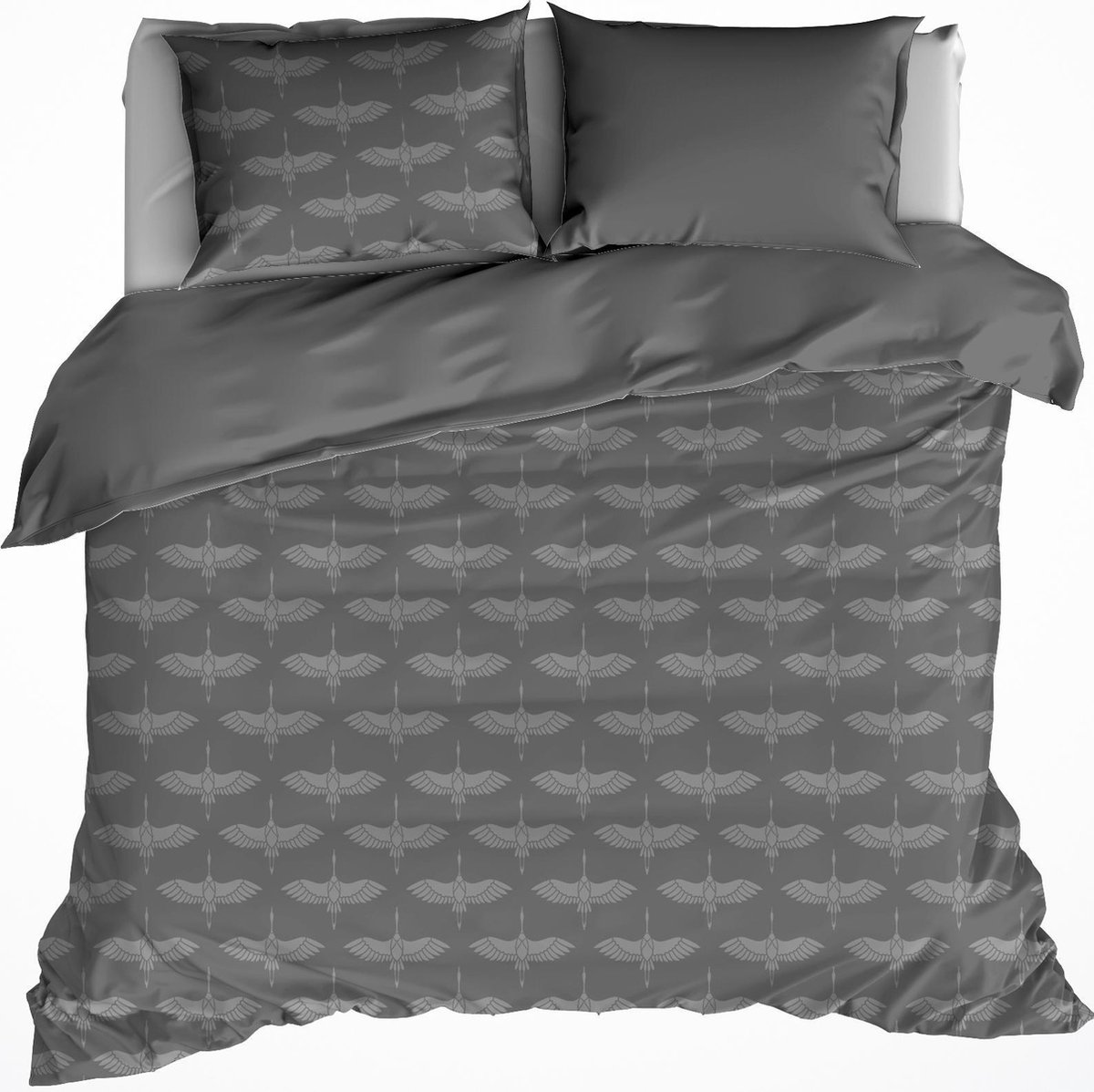 De Witte Lietaer Dekbedovertrek Katoen Flanel Crane - Hotelmaat - 260 x 240 cm - Grijs
