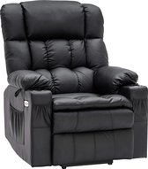 Monkey's Luxe Elektrische Relax stoel - Ligpositie 165 Graden - Voetensteun - Chill stoel - USB Aansluiting - Zwart - Kunstleer - Retro - Tv stoel - Sta Op Functie - 3 Motoren -‎ 100 x 86 x 112 cm