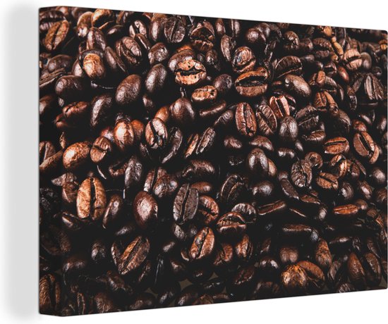 Tableau sur toile Gros plan grains de café - 120x80 cm - Décoration murale