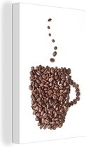 Tableau sur toile Tasse à café en grains de café - 20x30 cm - Décoration murale