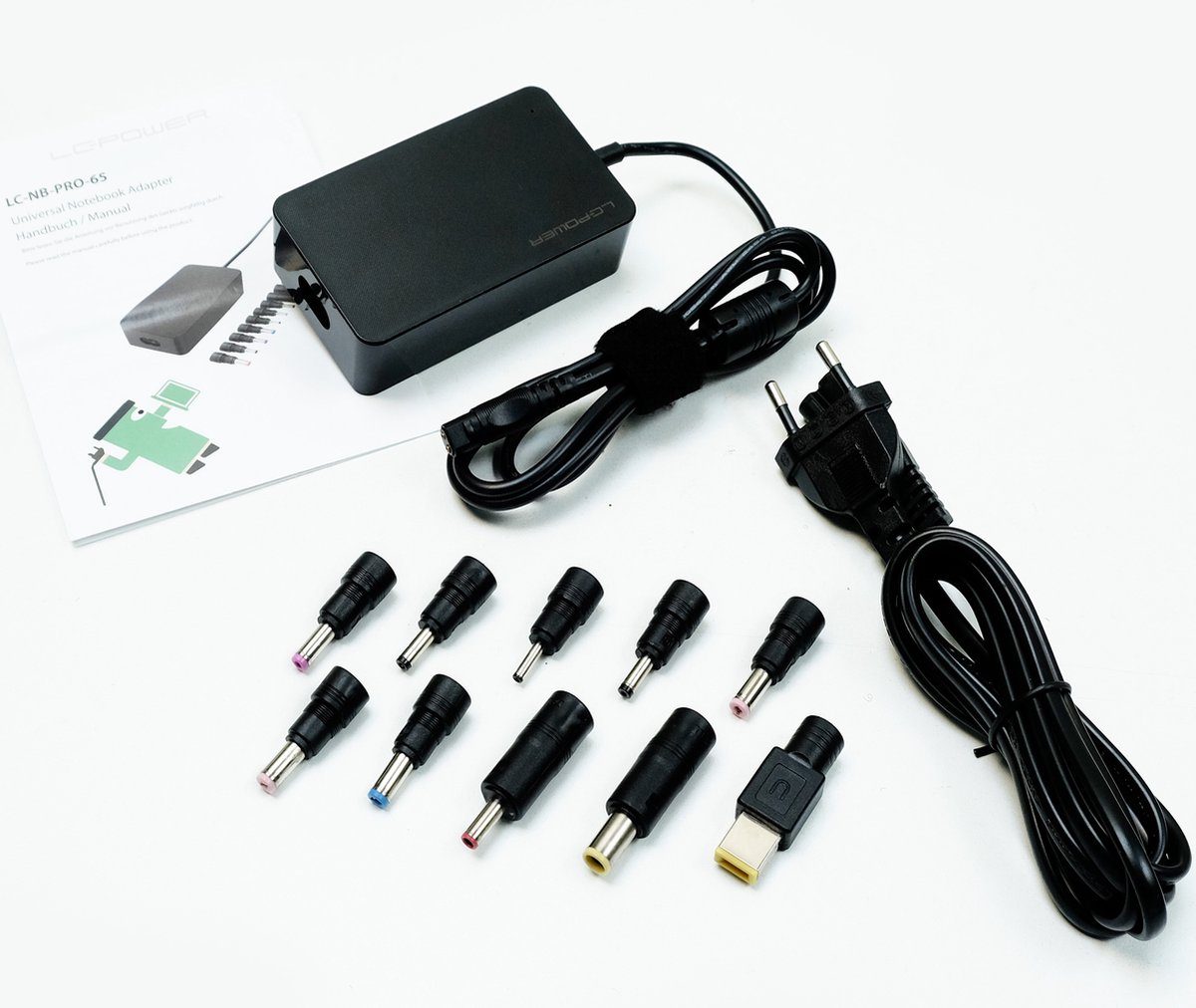 Chargeur universel pour PC portable 90W format SLIM avec 8 fiches noir