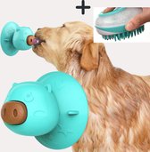 Honden Likmat Met Zuignap En Snack – Afleidingspeelgoed - Varken-Vormig Afleidingspeelgoed - Hond onder de douche - douchehulp-Blauw