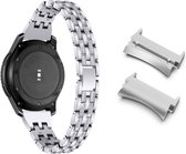 Smartwatch bandje - Geschikt voor Samsung Galaxy Watch 5 (incl. Pro) en Galaxy Watch 4 - Horlogebandje - RVS metaal - Fungus - Diamant - Zilver