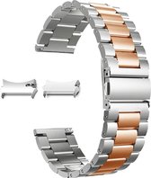 Smartwatch bandje - Geschikt voor Samsung Galaxy Watch 4 Classic - Horlogebandje - RVS metaal - Fungus - Schakel - Zilver rosegoud