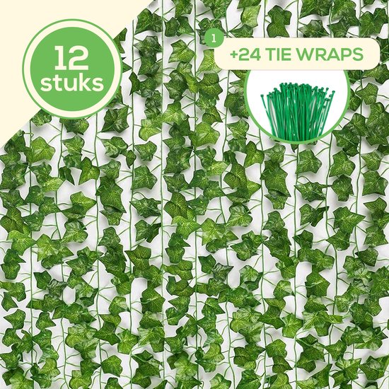 Klimop Slinger - 12 Stuks - 210cm Lang - Backdrop Decoratie Plant voor Huis en Tuin - Kunst Hangplant - Hedera - Bloemenslinger - Klimop Kunstplanten voor Binnen en Buiten