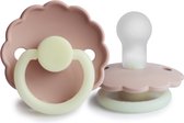 FRIGG - DAISY NIGHT - Fopspeen SILICONE - BLUSH - T1 - Glow in the dark