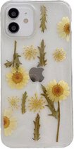 Casies Apple iPhone 12 Mini gedroogde bloemen hoesje - Dried flower case - Soft case TPU droogbloemen - transparant
