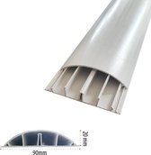 Wit 90X20 mm vloer/wand kabelgoot/ leidinglijst met bevestigingstape 2X1 M