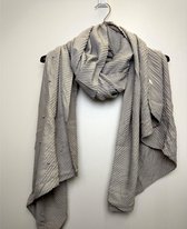 Dames sjaal Wietske geribbeld effen grijs met parels