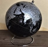 Wereldbol zilver & zwart  Vintage Kantoor & School Accessoire - Decoratie - Globe