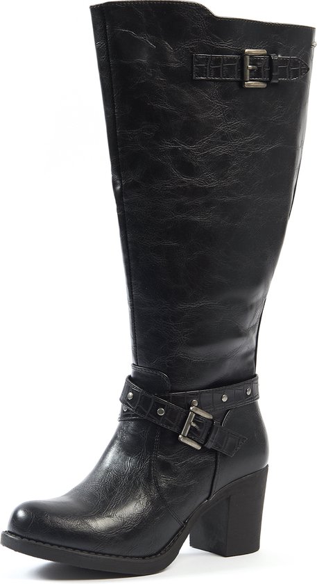 Laarzen XL met hoge vierkante hak voor brede kuiten - Kleur Zwart - Maat 42  | bol