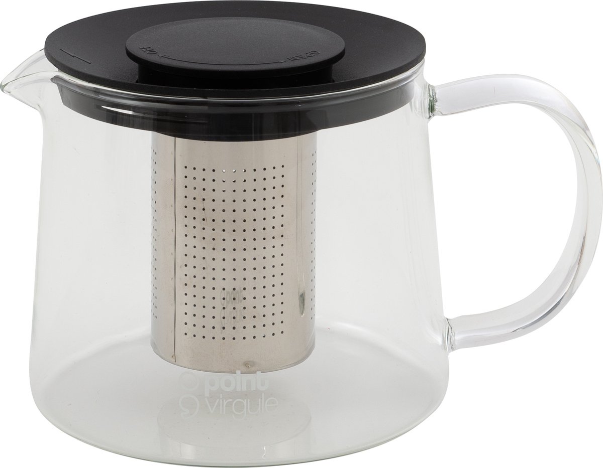 Point-Virgule - Theepot - Met infuser - Glas - RVS - Zwart - 600ml