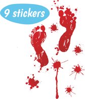 Nep Bloed Voetstappen – Raamstickers Halloween Nep Bloed – Vloersticker – Helloween Versiering – Horror Decoratie Nepbloed – Fake Blood – 1 Stickervel - 9 Stickers
