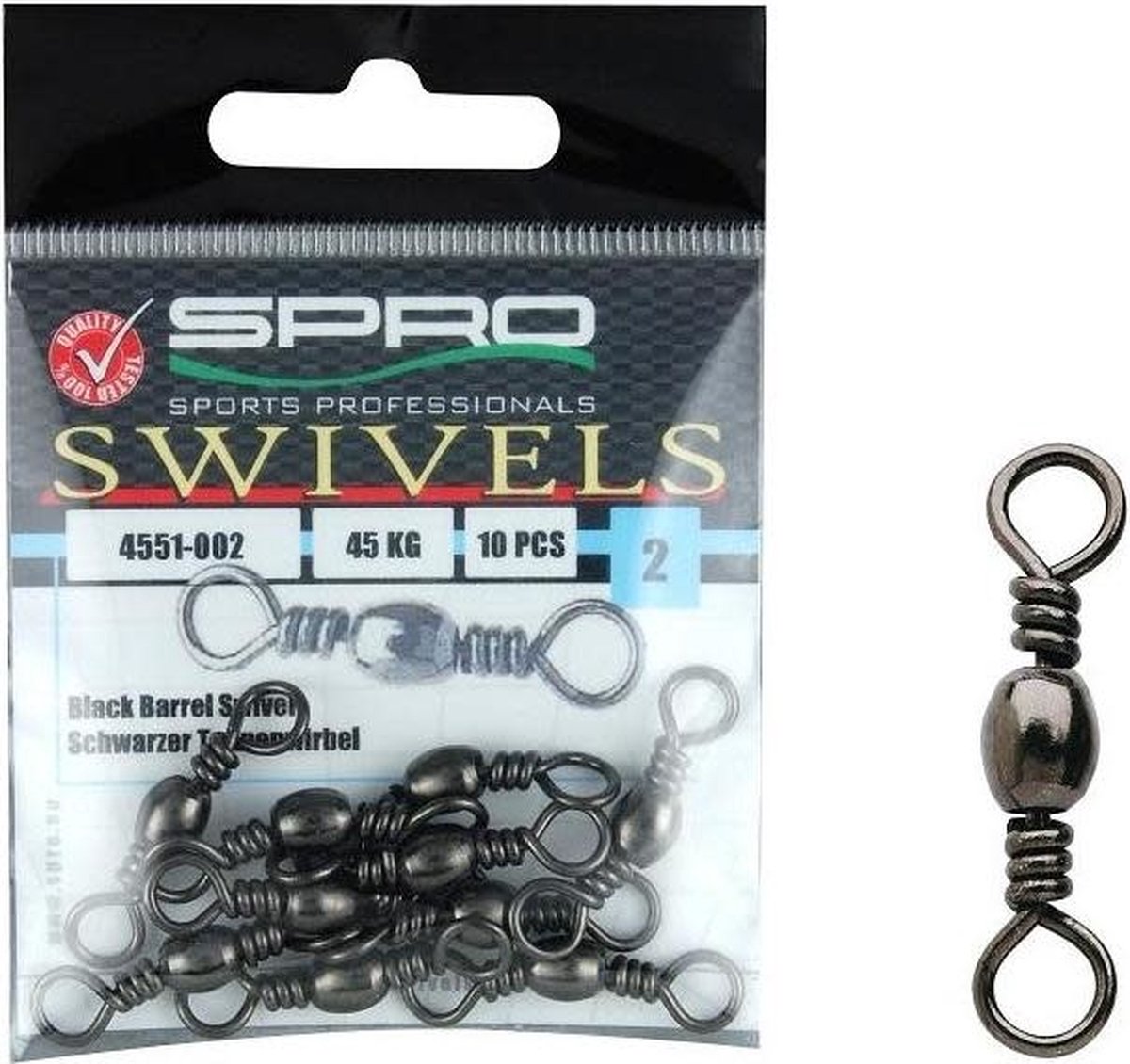 Spro Black Barrel Swivel (10 pcs) - Maat : 22