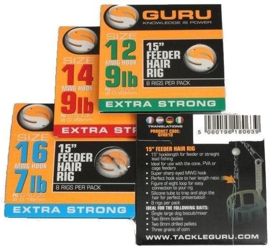 Guru 15" Feeder Hair Rig - Onderlijn - 9lb - Maat 12 - 8 st van Guru — afbeelding 3