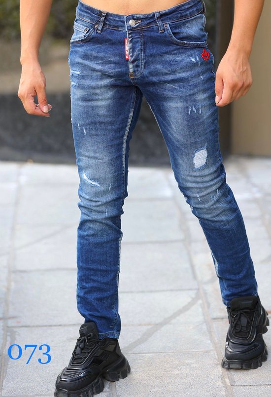 Straight Denim Jeans Persoonlijkheid Baard Effect Designer Vernietiging  Broek... | bol.com