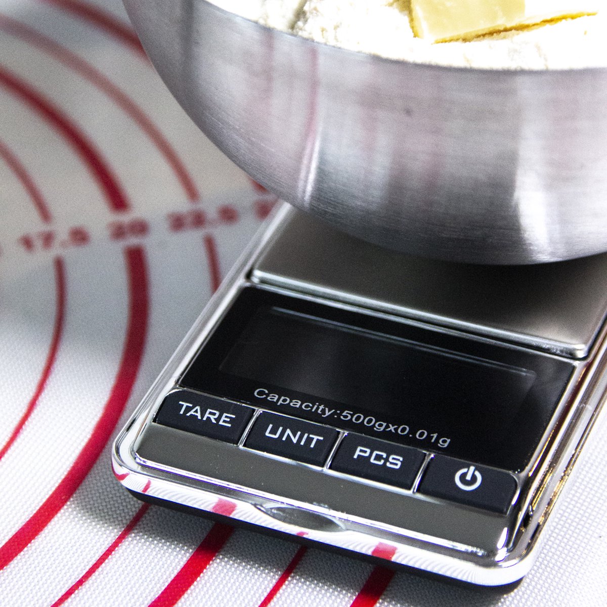Diyife Afgeronde digitale keukenweegschaal, 15 kg, verdeelde keukenweegschaal, zeer nauwkeurig, 1 g, 7 maateenheden, met apart lcd-display