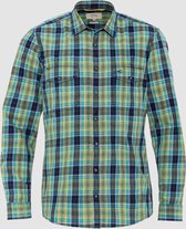 Long Sleeve Check Shirt With Two Patch Chest Pockets Indigo