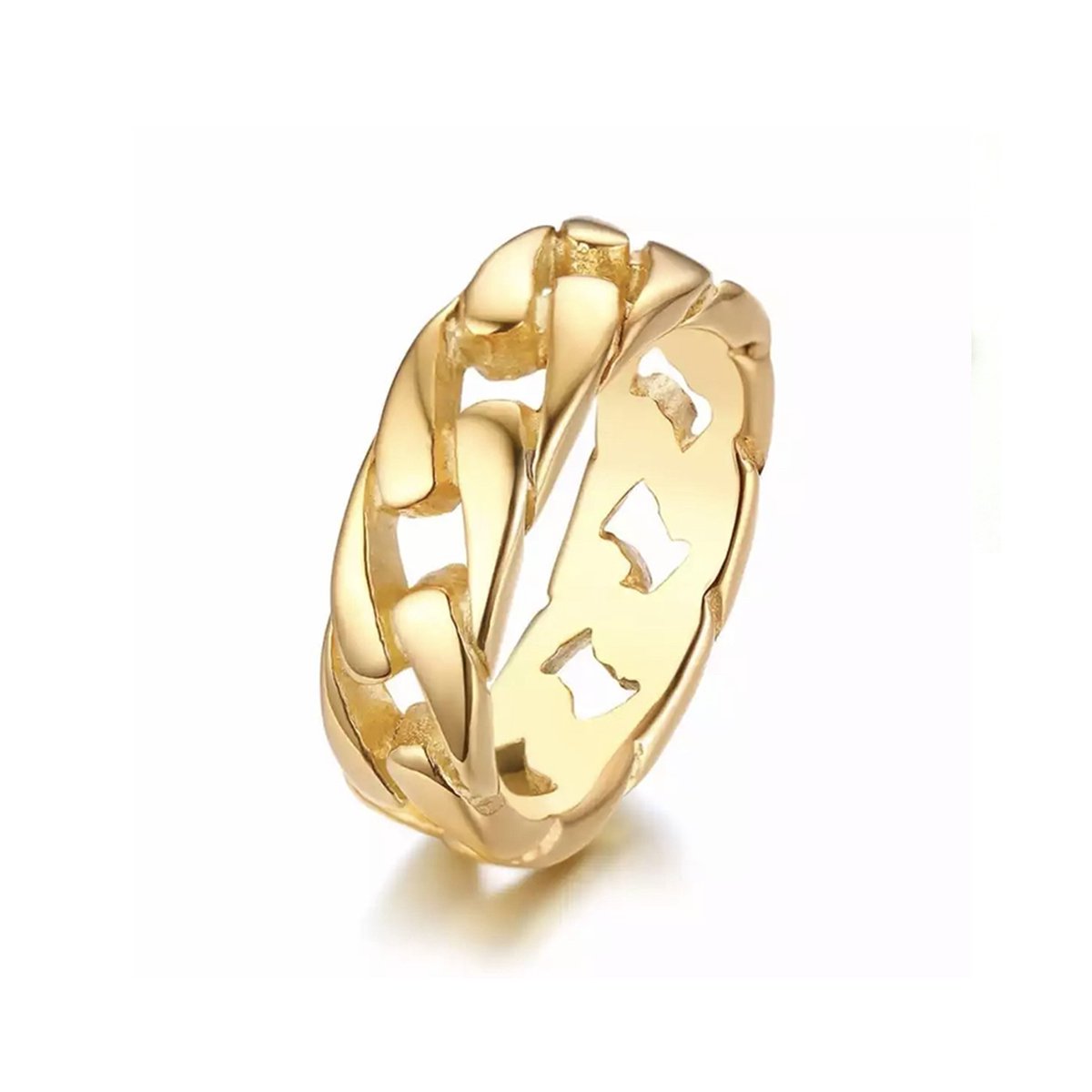 Soraro Chain Cuban Link Ring | Goud | Ringen Mannen | 18mm | Ring Heren | Mannen Cadeau voor Man Cadeautjes | Valentijn | Valentijnscadeau