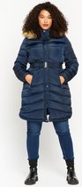LOLALIZA Halflange jas met capuchon - Marine Blauw - Maat 48