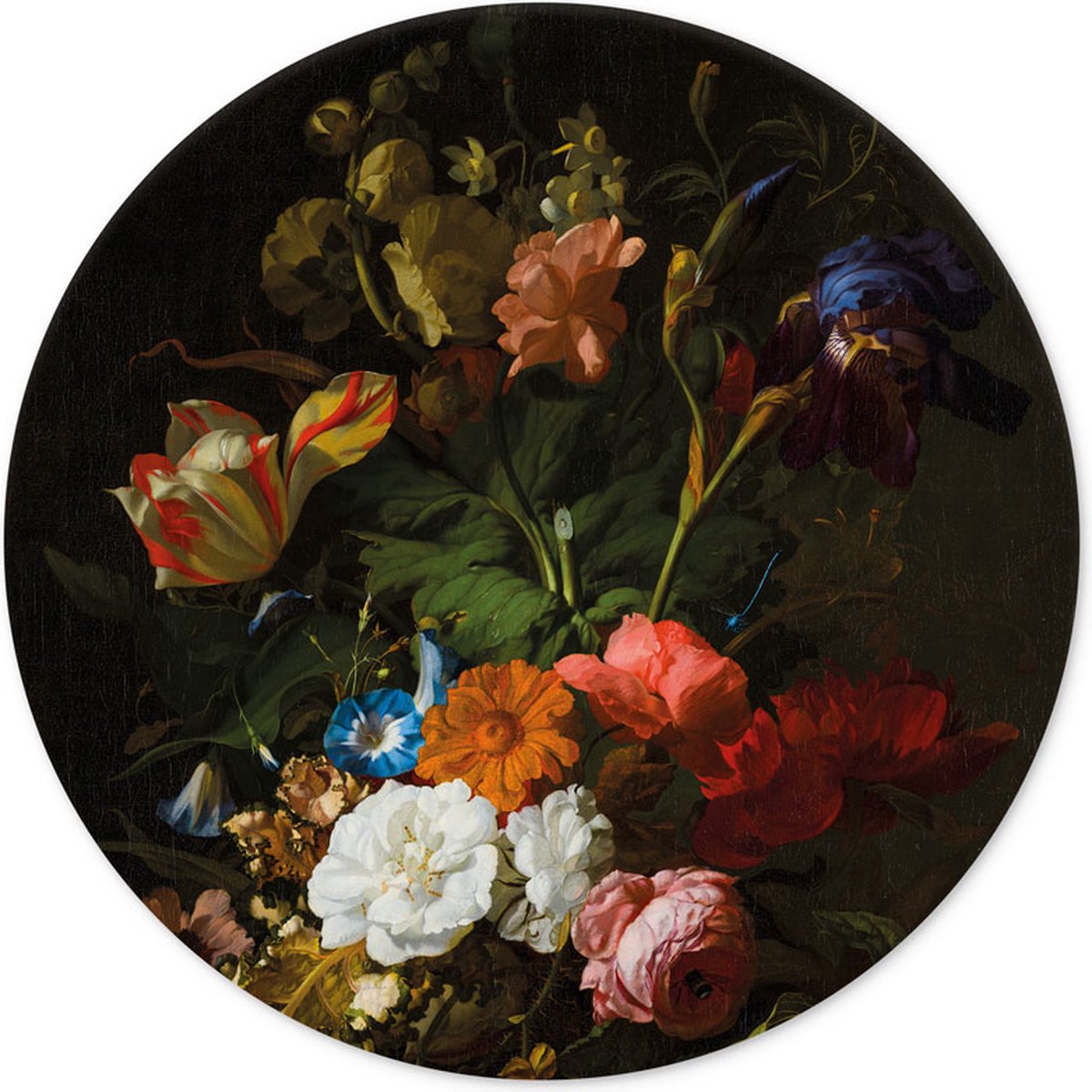 Muurcirkel bloemstilleven Rachel Ruysch 45 cm - rond schilderij - wandcirkel