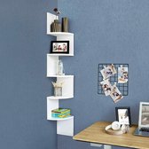 Boekenplanken-19.5x19.5x122cm-5-layer Hoek Boekenplank Wandmontage-Voor Thuiskantoor Studie Slaapkamer-White