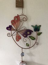 Windhorse windhanger koperkleurig met vlinder en bloem