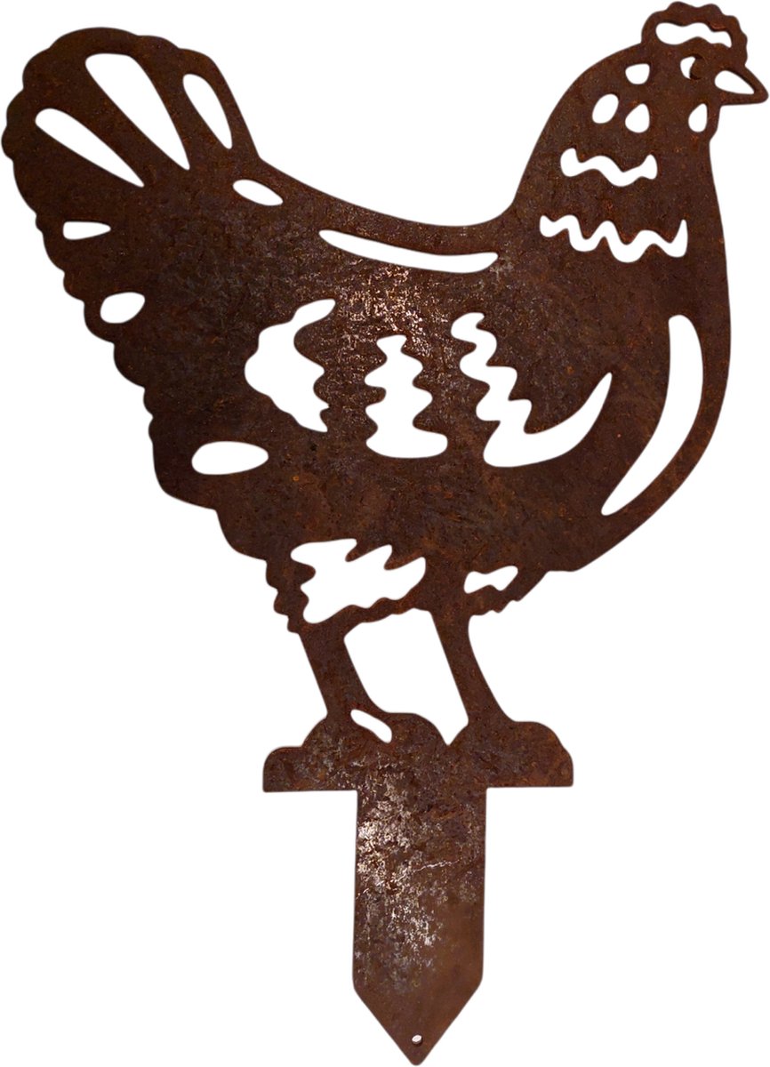 Metalendier -Tuinbeeld- Kip - Cortenstaal - NL fabrikaat