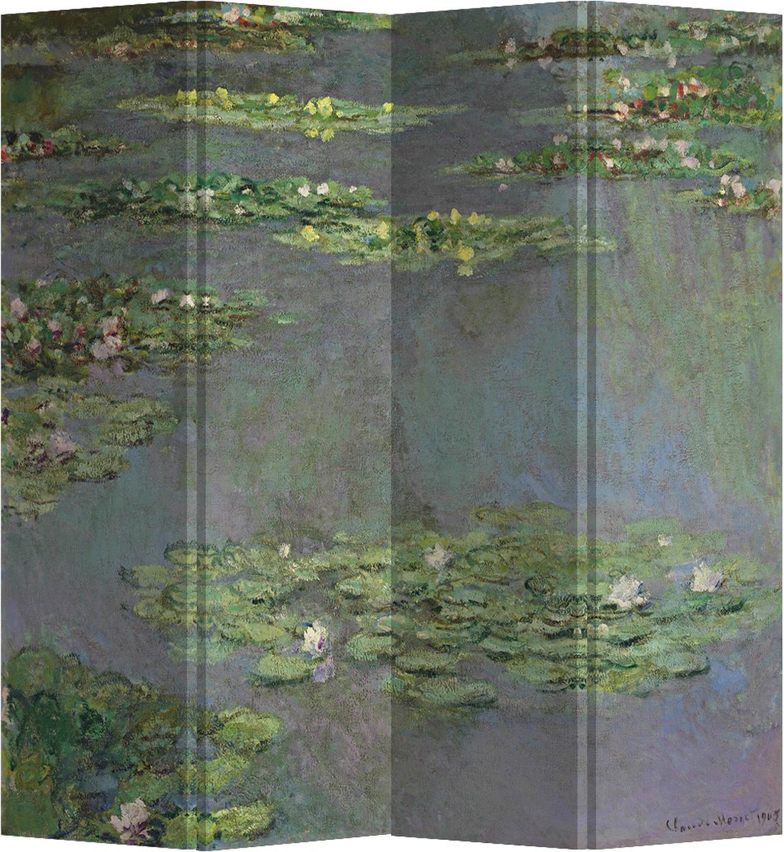 Fine Asianliving Kamerscherm Scheidingswand B160xH180cm 4 Panelen Water Lilies Claude Monet Groen, Multicolour