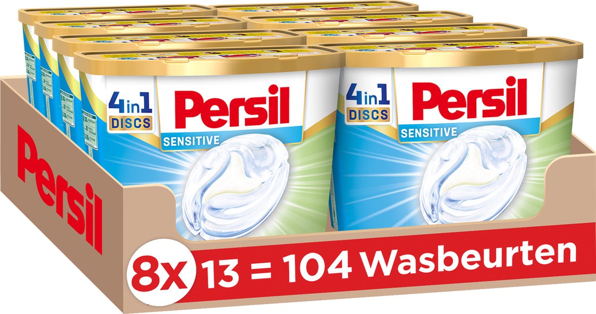 Persil 4in1 Discs Sensitive Wascapsules - Wasmiddel Capsules - Voordeelverpakking - 8 x 13 wasbeurten