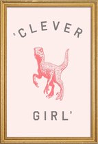 JUNIQE - Poster met houten lijst Clever Girl -40x60 /Roze
