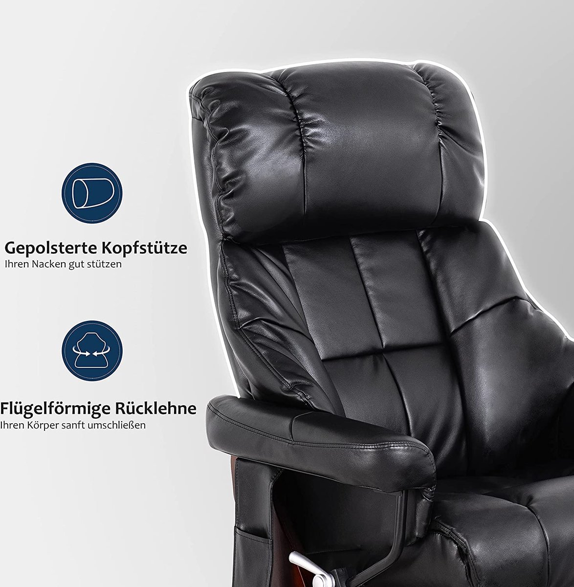 Afbeelding 2 van Monkey's Massagestoel Kunstleer Zwart 360° Draaibaar met