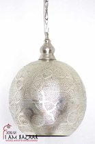 Filigrain hanglamp Nigma - Zilver- Oosterse lampen - Arabische lampen - Ø 24 cm - Koper -Modern - Authentiek - handgemaakt