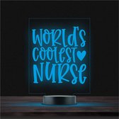Led Lamp Met Gravering - RGB 7 Kleuren - Worlds Coolest Nurse