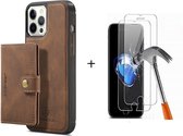 GSMNed – Hoogwaardig iPhone XR Bruin – Luxe Leren Pu Hoesje – iPhone XR Bruin – Design – Met magnetische portemonnee – Met Screenprotector