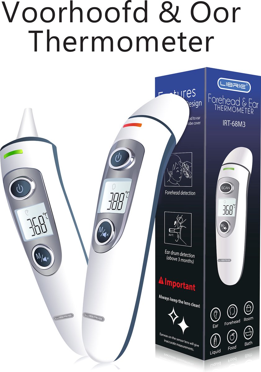 Ooit ondergeschikt liefde Librie Oorthermometer voorhoofdthermometer medische thermometer infrarood  thermometer... | bol.com