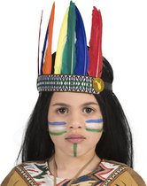 Indiaan verkleed hoofdtooi/hoofdband met veren voor kinderen - Wilde westen verkleedkleding