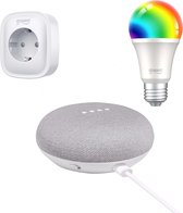 Google home nest mini - met slimme stekker en lamp - smart stekker en lamp VTV