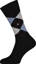 Burlington King herensokken - katoen - zwart met blauw en grijs -  Maat: 40-46