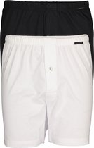 SCHIESSER Cotton Essentials boxershorts wijd (2-pack) - tricot - zwart en wit - Maat: L