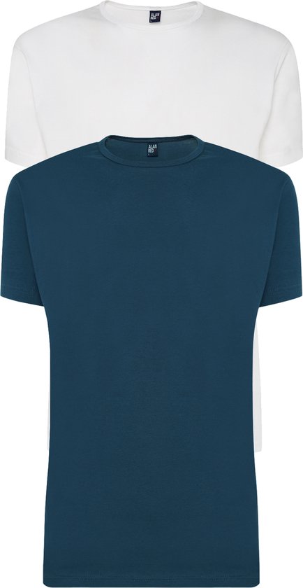 ALAN RED T-shirts Derby (2-pack) - O-hals - wit en denim blauw - Maat: L