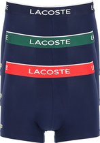 Lacoste Boxer Trunks (3-pack) - heren boxers kort - blauw met gekleurde tailleband -  Maat: XXL