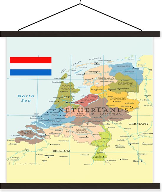 Posterhanger incl. - Schoolplaat - Nederland - Kaart Vlag - cm -... | bol.com