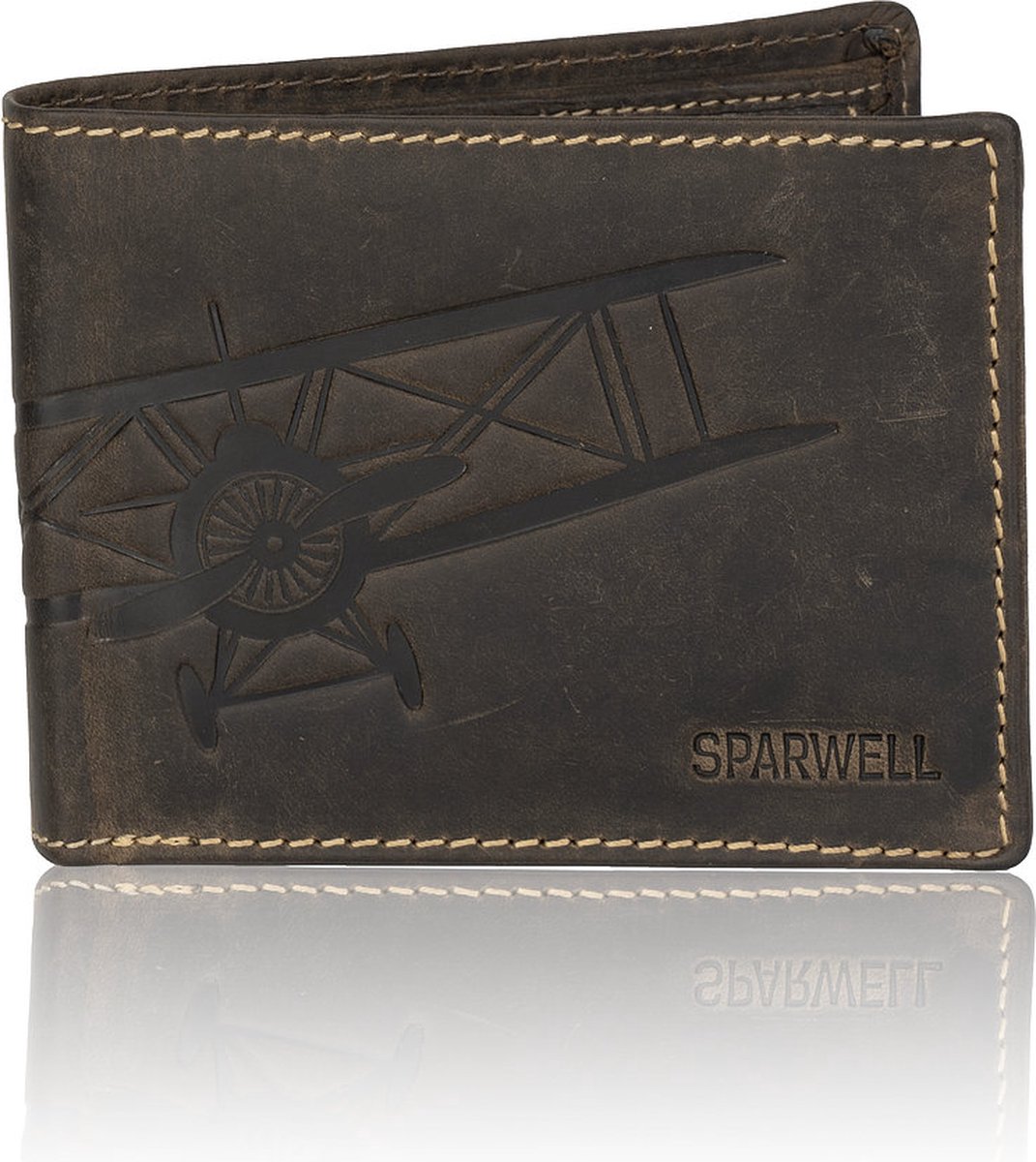 Sparwell Miles Heren Portemonnee - 100% Leer - Donker Bruin