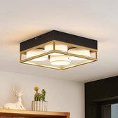 Lindby - LED plafondlamp - 4 lichts - metaal, stof - H: 11 cm - GU10 - , goud, wit - Inclusief lichtbronnen