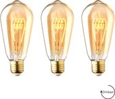 E27 LED lamp - 3-pack - Vintage Edison - 4W - Dimbaar- 2000K extra warm