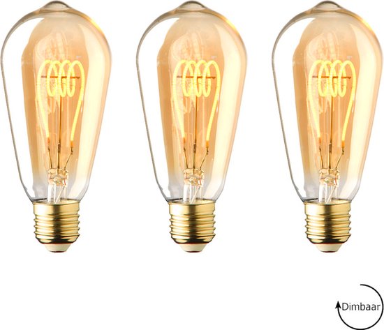 3 pièces Lybardo E27 Ampoule LED Vintage Edison spirale Or 4W 2000K Extra Chaud Dimmable